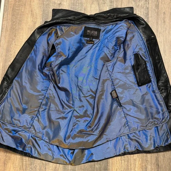 Wilsons Leather Long Line Mens Black Thinsulate Genuine Leather Jacket Small